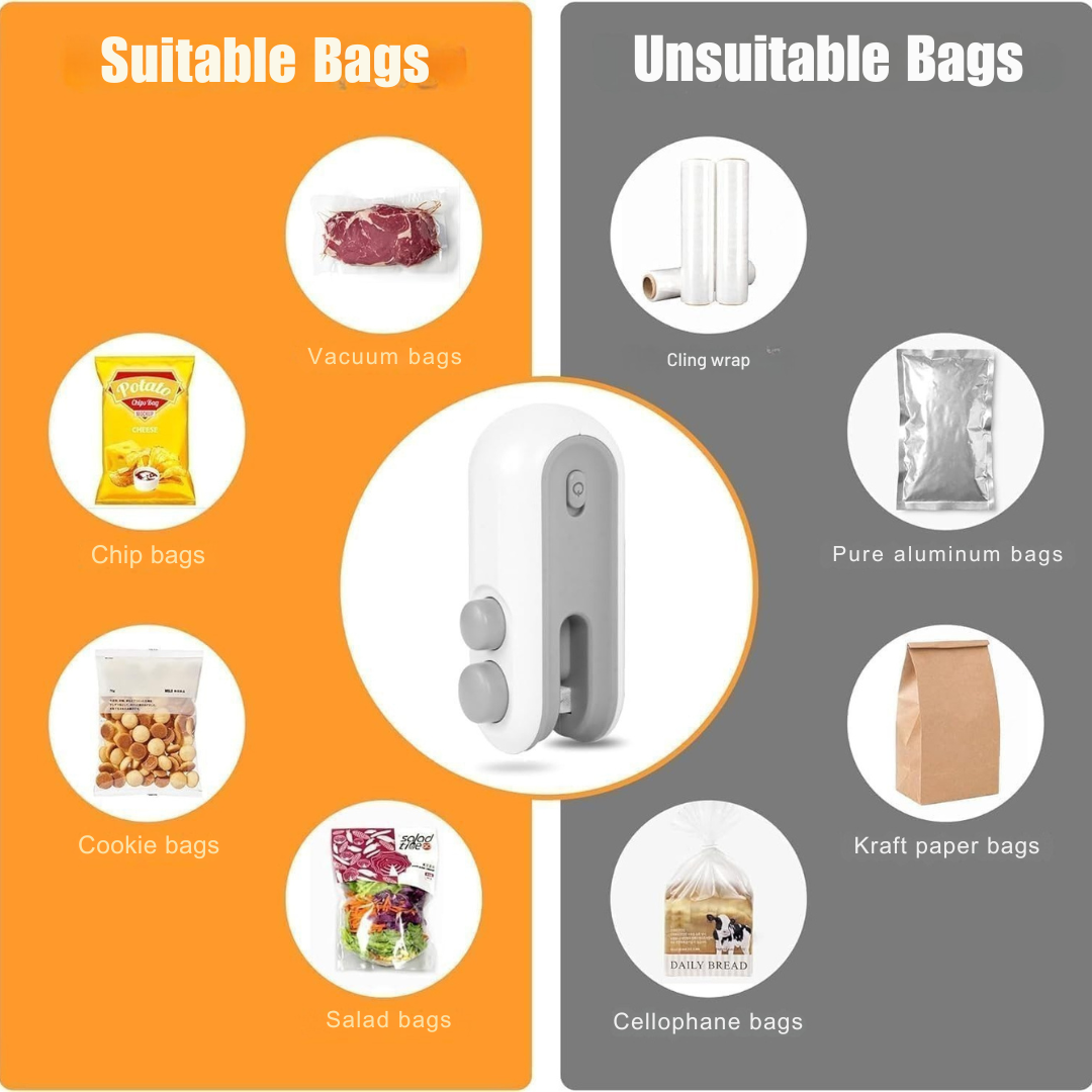 2-in-1 Mini Seal Machine - USB Rechargeable Portable Food Bag Sealer & Cutter (Airtight Fresh Storage Tool)