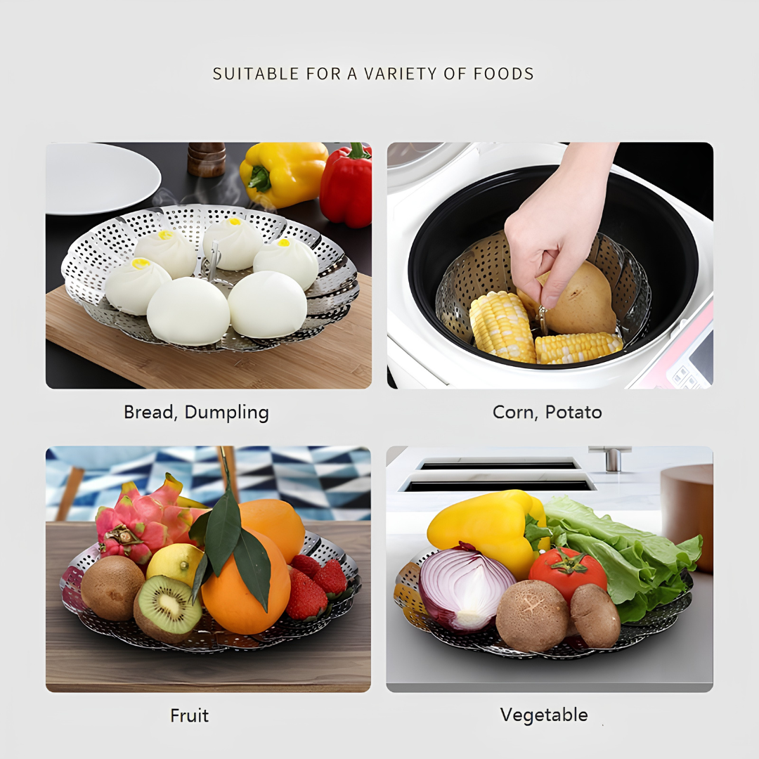 Stainless Steel Foldable Food Steamer Basket