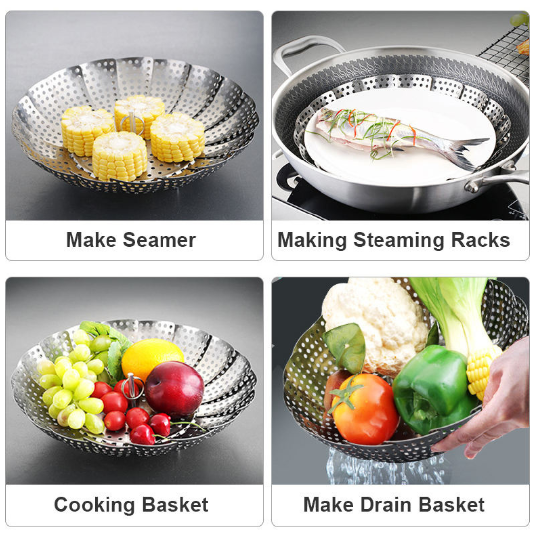 Stainless Steel Foldable Food Steamer Basket