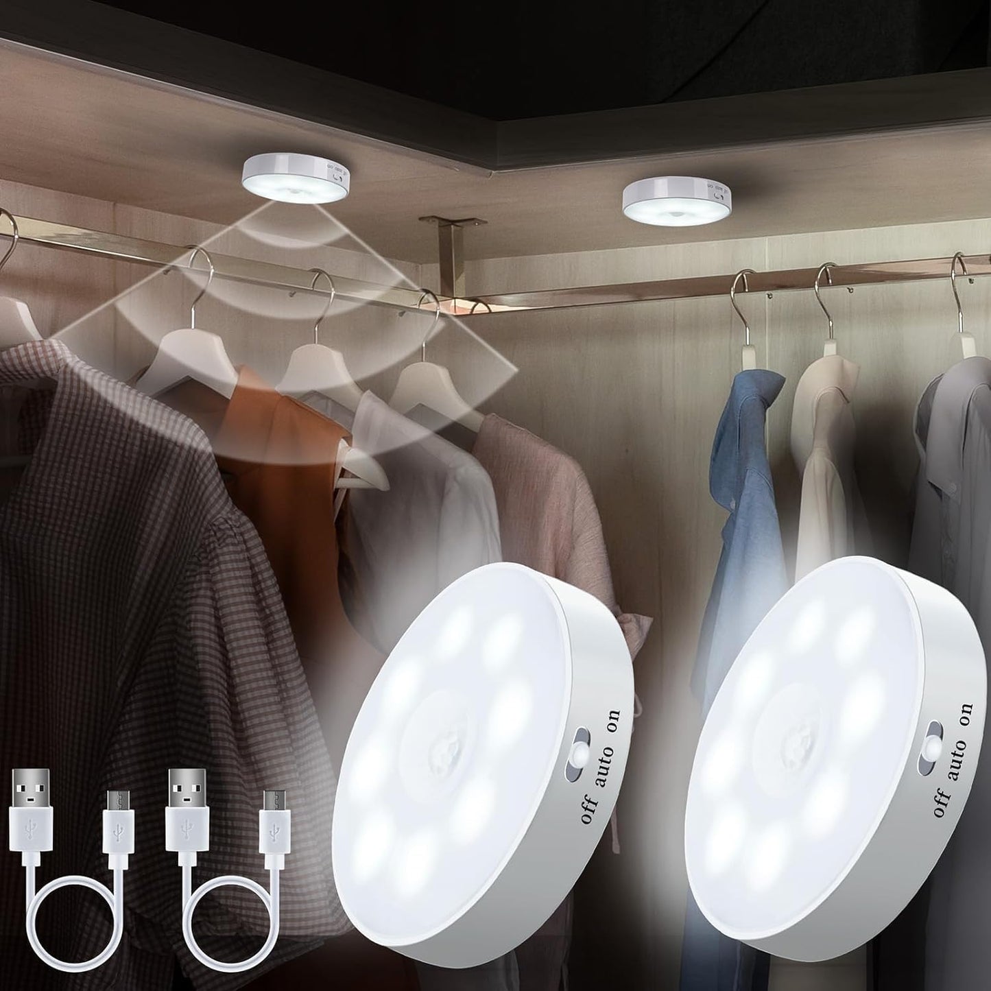 Motion Sensor LED Night Light - USB Rechargeable