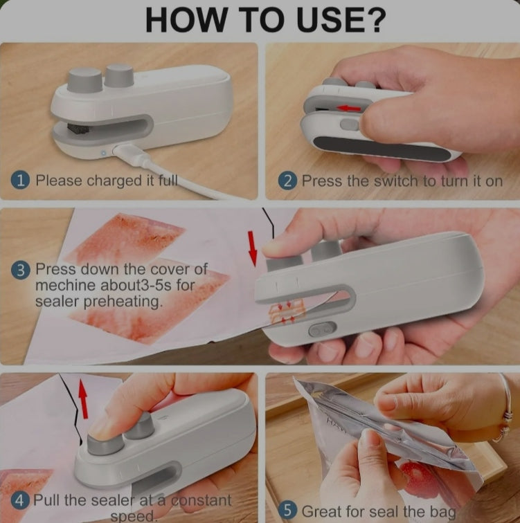 Mini Bag Sealer - Portable Heat Sealing Machine for Food Bags