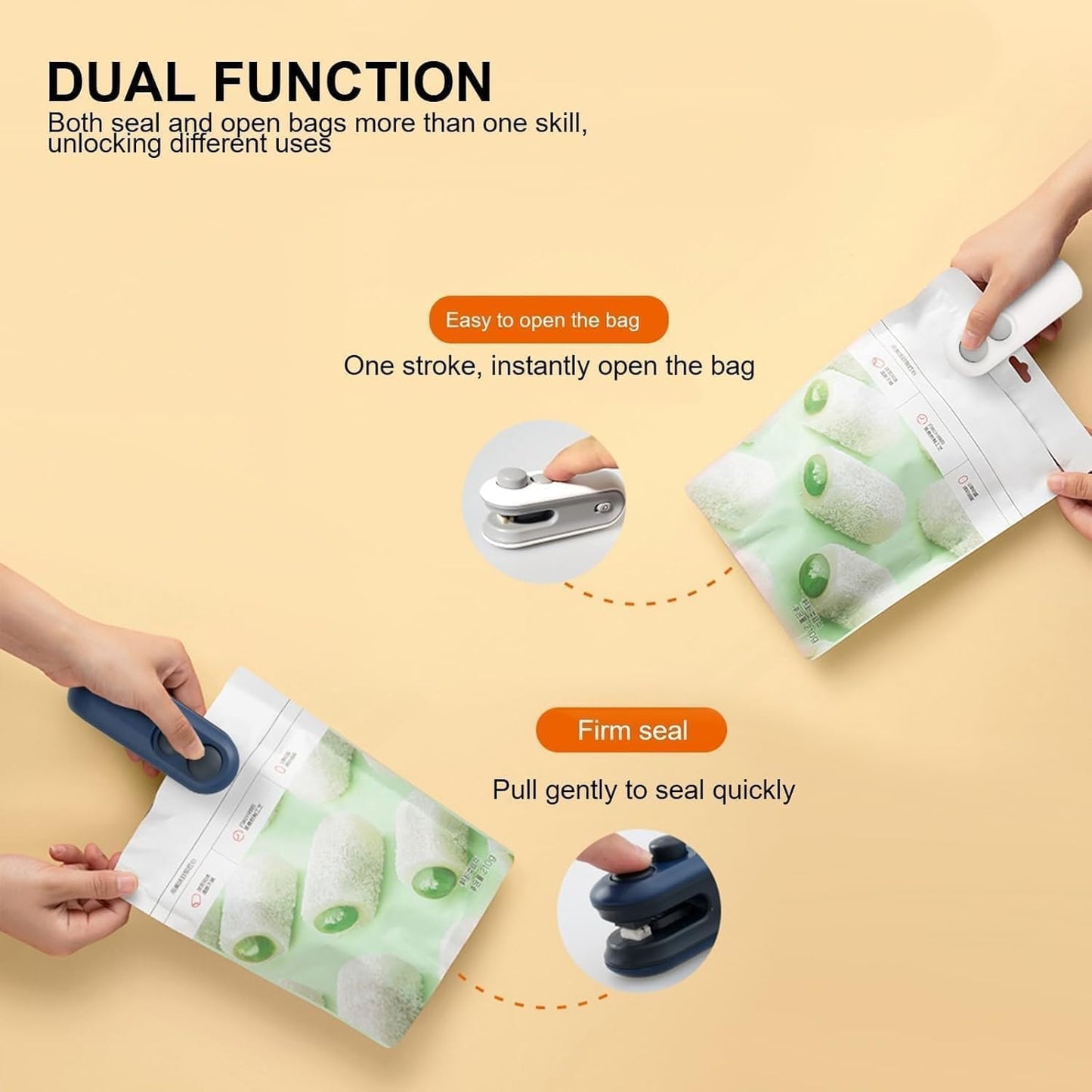 2-in-1 Mini Seal Machine - USB Rechargeable Portable Food Bag Sealer & Cutter (Airtight Fresh Storage Tool)