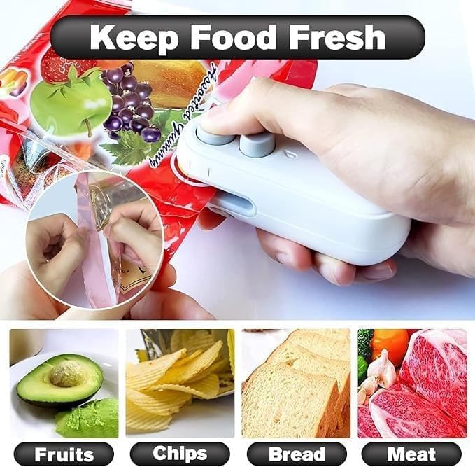 2-in-1 Mini Seal Machine - USB Rechargeable Portable Food Bag Sealer & Cutter (Airtight Fresh Storage Tool)